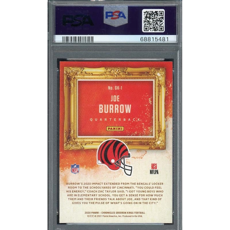 Joe Burrow 2020 Panini Chronicles Gridiron Kings Rookie Card #GK1 Graded PSA 10 - 8'6" x 11'6"