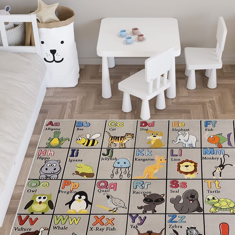 Sussexhome Low Pile Non-Slip Washable Educational Rug