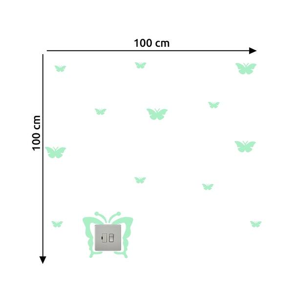 dimension image slide 1 of 2, Walplus Peel and Stick Wall Sticker Glow In The Dark Butterfly Decor