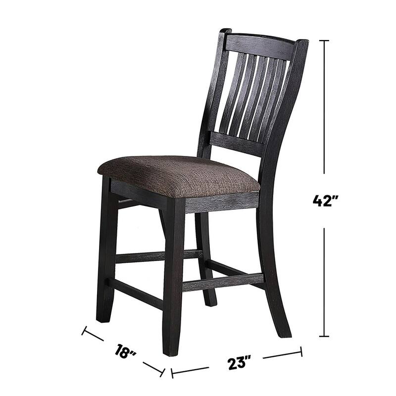 Set of 2 Dark Coffee Fabric Upholstered High Chairs