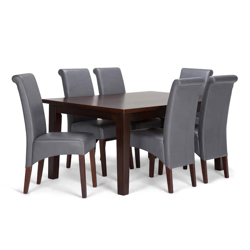 WYNDENHALL Franklin Transitional 7 Pc Dining Set with 6 Upholstered Dining Chairs and 66 inch Wide Table