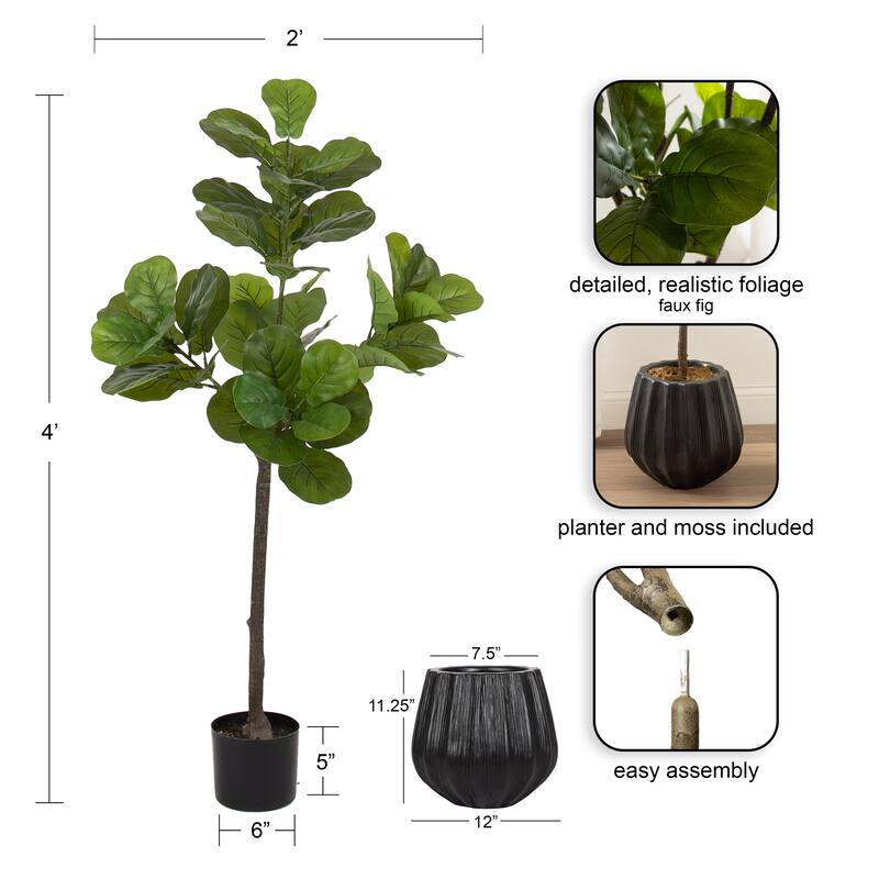 Kate and Laurel Fidmont Faux Fiddle Fig Tree