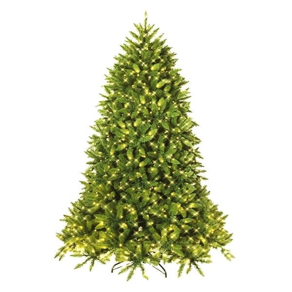 slide 2 of 11, Costway 7.5ft Pre-lit PVC Christmas Fir Tree 8 Flash Mode - 7.5 FT Green - 7.5 Foot