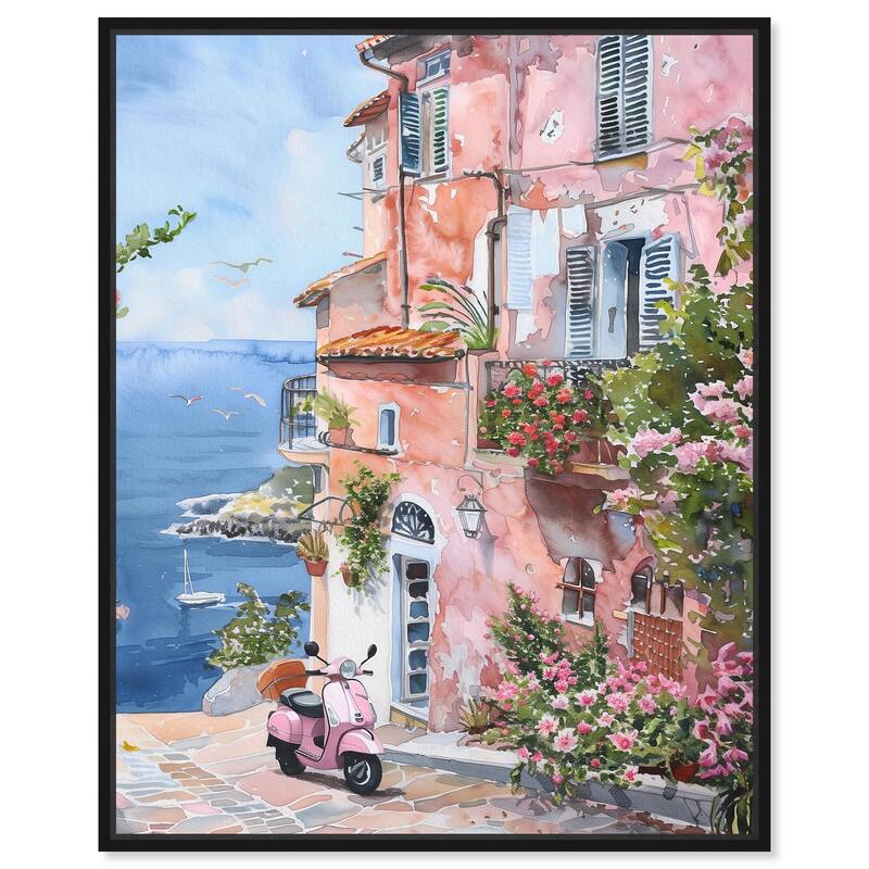 Lush Coastal Villa II Canvas by Art Remedy - 30" x 36" - Black