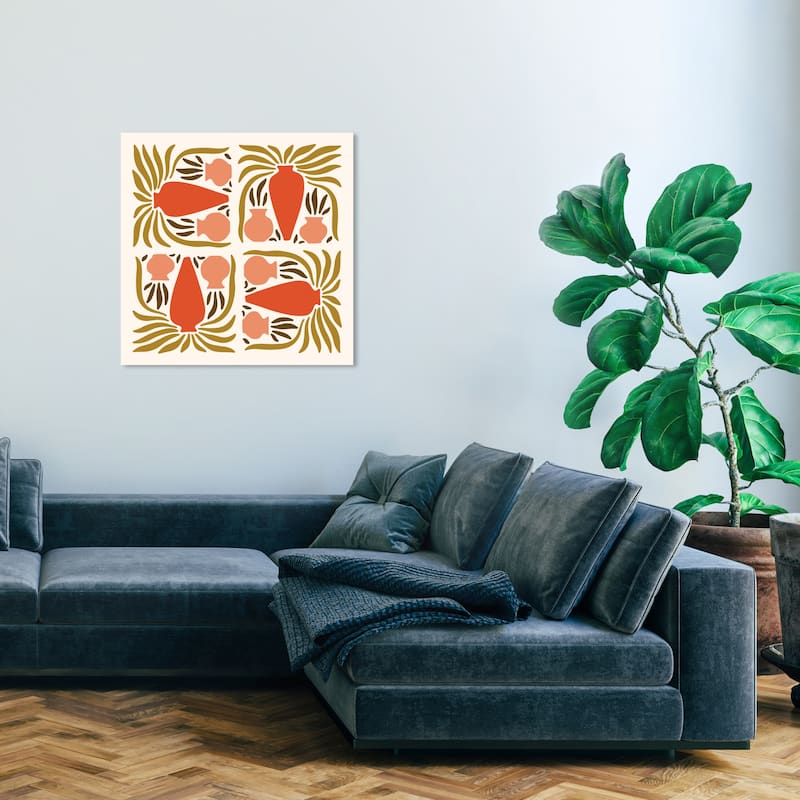 Wynwood Studio Canvas Abstract Four Times Orange and Dark Orange Scandinavian Wall Art Canvas Print
