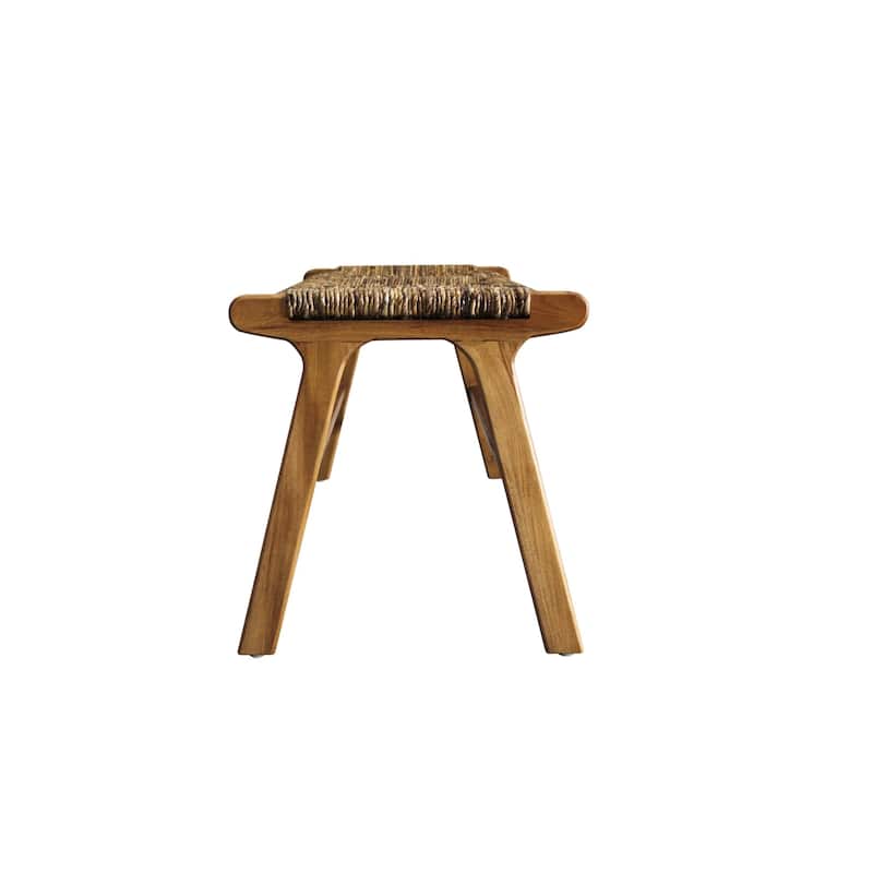 Backless Banana Woven Rectangular Bench - 48" - Brown