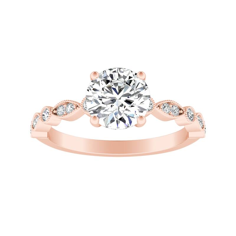 Auriya 14k Gold Vintage 2 1/2ct Round Moissanite Engagement Ring - 7 - Rose