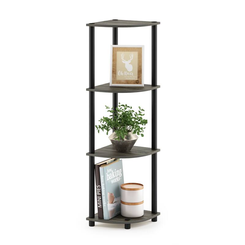 Furinno Turn-N-Tube 4-Tier Corner Display Rack Multipurpose Shelving Unit, Columbia Walnut/Black