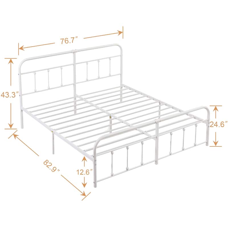 Javlergo Victorian Style Bed Frame with Arched Headboard & Footboard Twin/Full/Queen/King Size Metal Bed No Box Spring Needed
