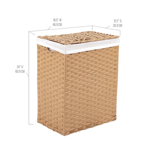 dimension image slide 0 of 4, Seville Classics Lidded Foldable Portable Rectangular Laundry Hamper Basket with Washable Liner