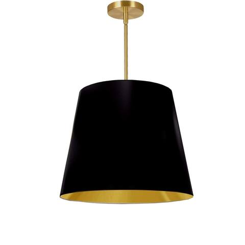 Dainolite Oversized Drum Modern Gold Luxury Pendant Light Modern Pendant Light w/ Black/Gold Tapered Drum Shade