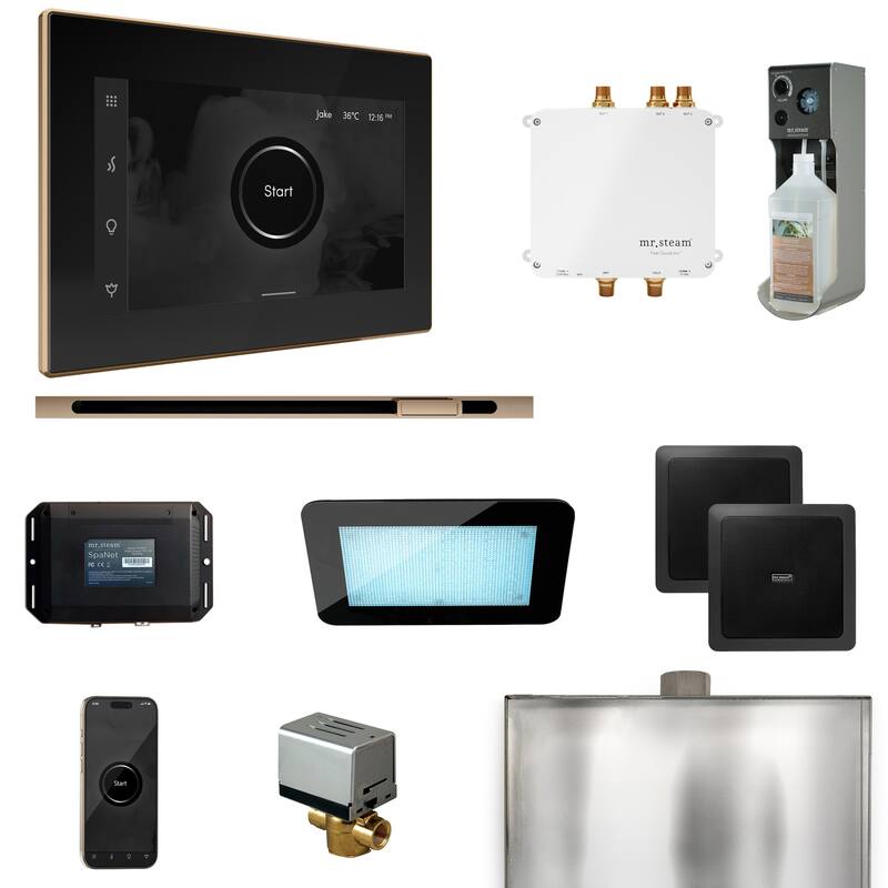 Mr Steam BLS1-L Bliss Linear Package Steam Shower Control Package with - Black / Polished Gold