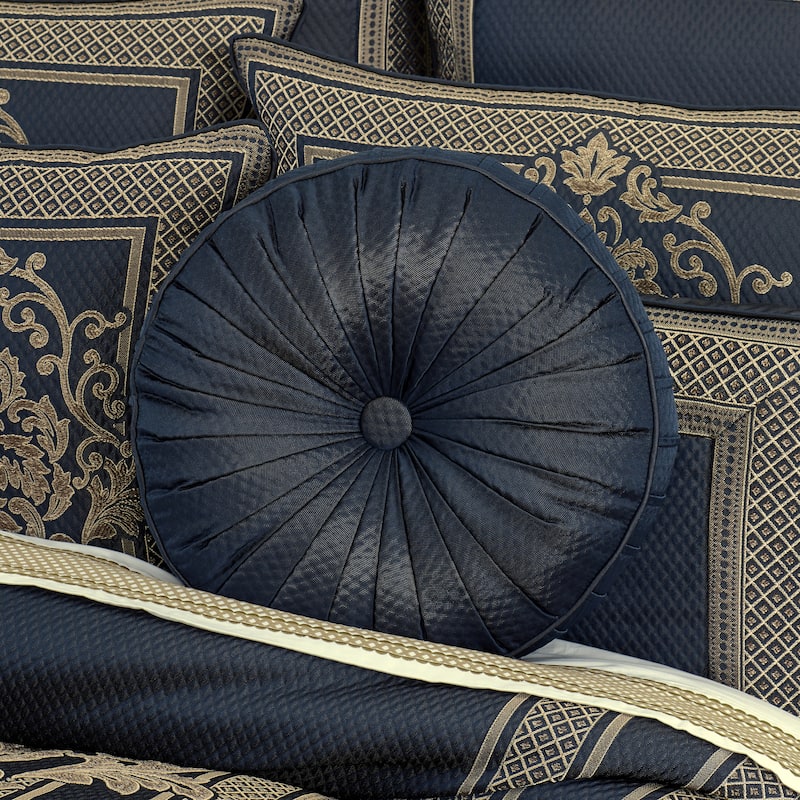 J. Queen New York Excelsior Royal Blue Tufted Round Decorative Throw Pillow - Accent - Polyester - Royal Blue