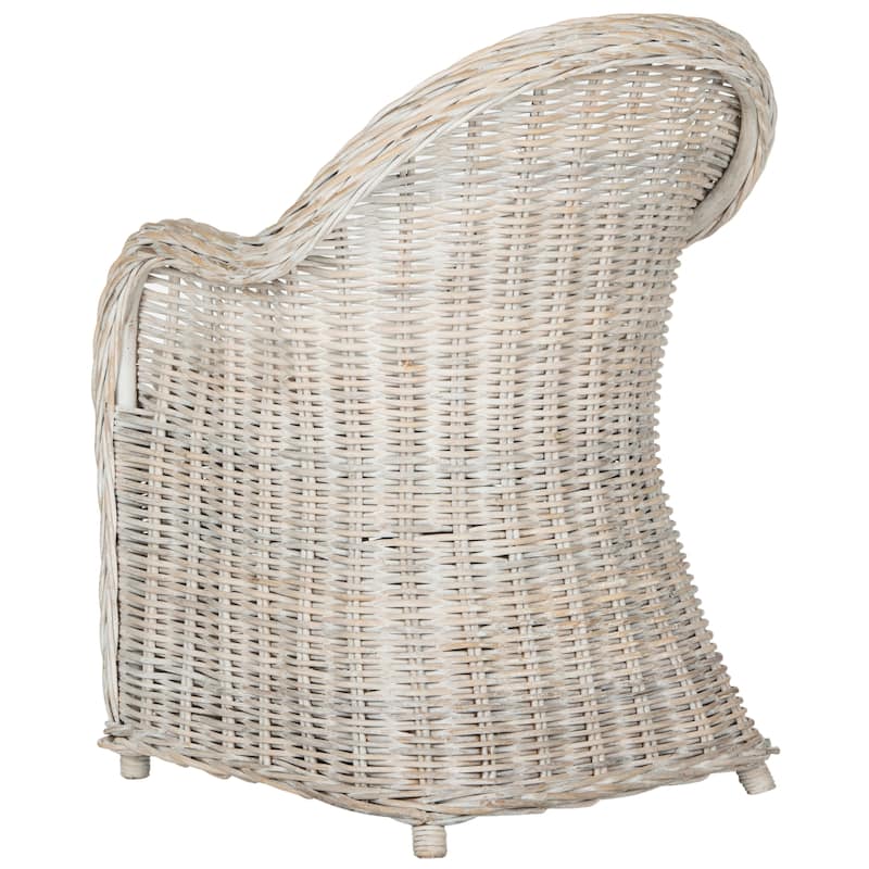 SAFAVIEH Callista White Washed Wicker Club Chair - 24" x 26" x 35"