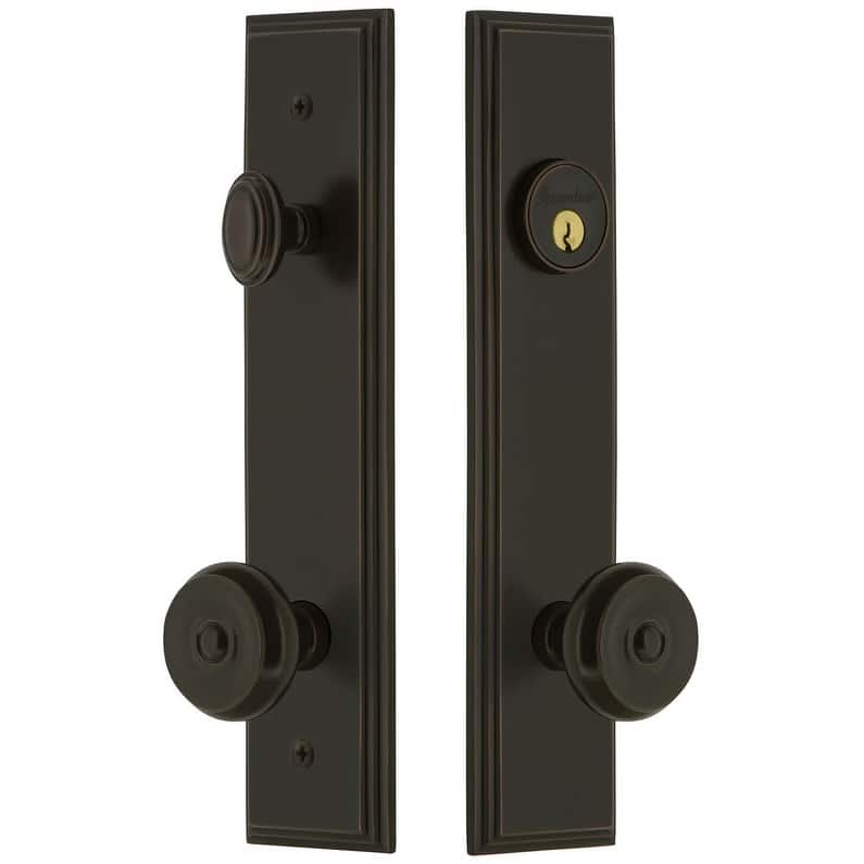 Grandeur Carre Solid Brass Tall Plate Single Cylinder Keyed Entry Set