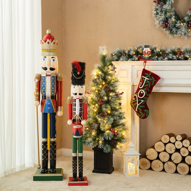 Glitzhome 42"H Wooden Christmas King/Soldier Nutcracker Porch Decor