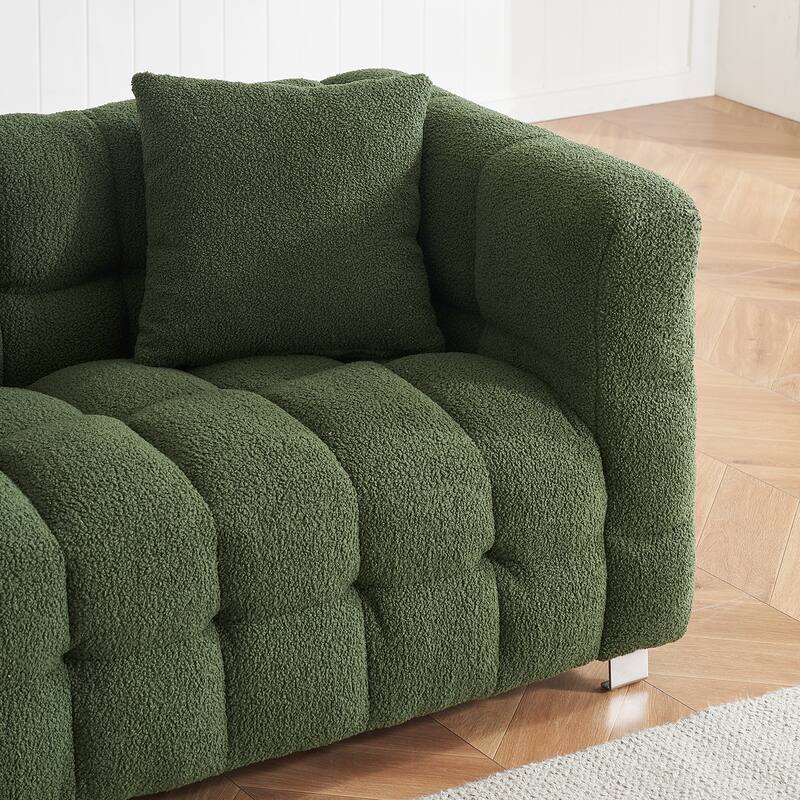 Teddy Plush Sofa 80 Inch Living Room Bedroom Discharge With Two Pillows Hardware Feet