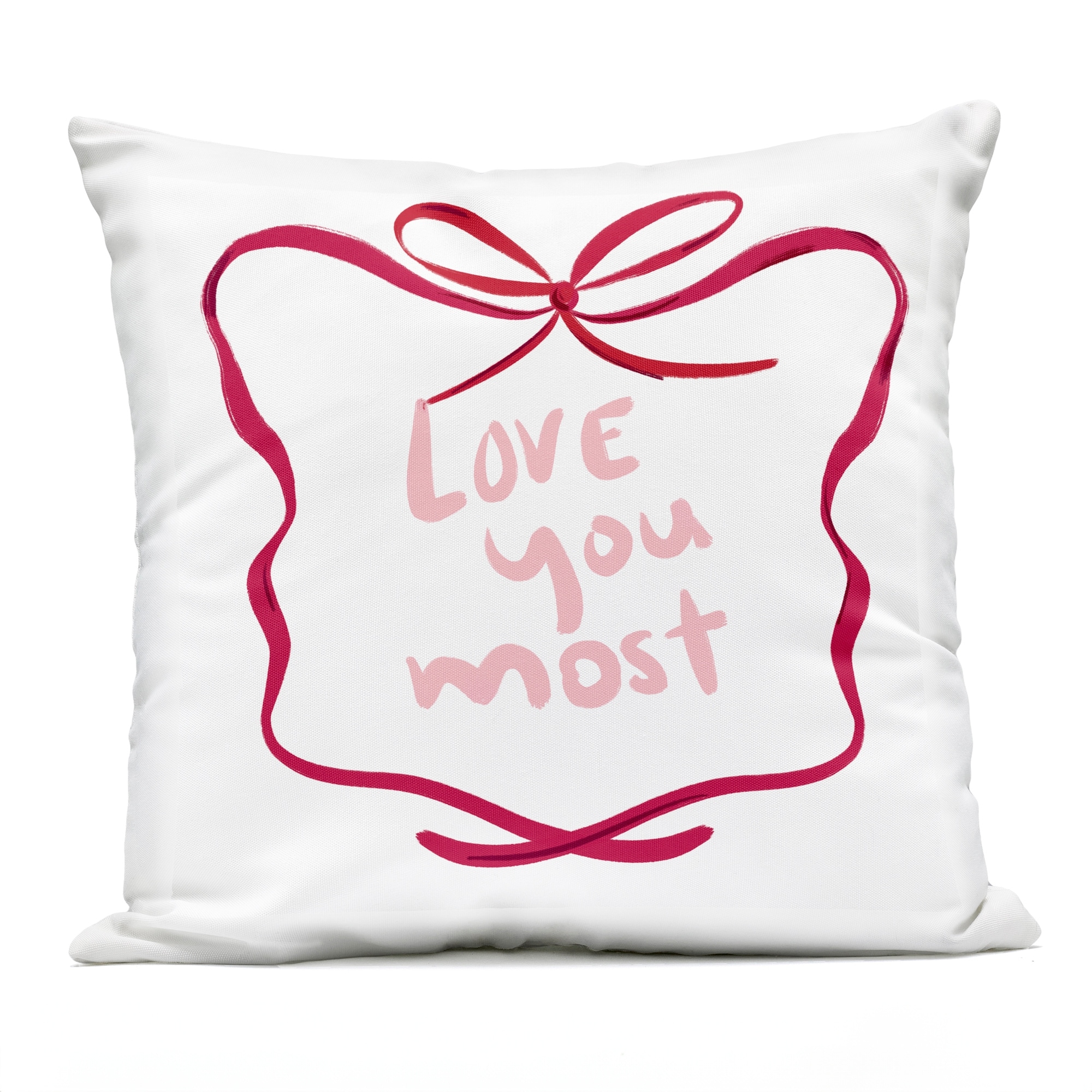 Stupell Love You Most in Ribbon Printed Outdoor Throw Pillow Design by Lucille Price