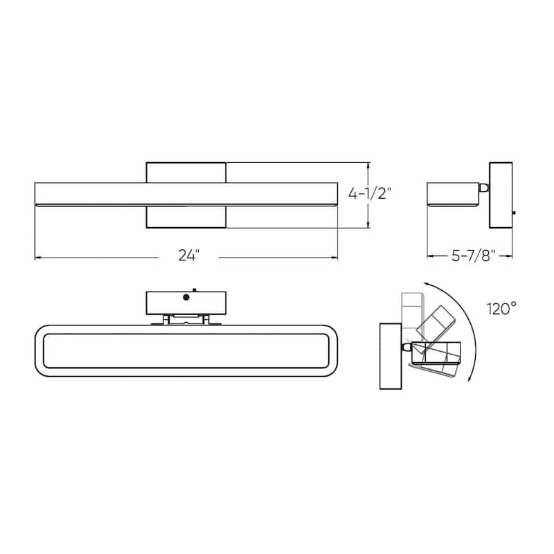 Aria 24 Inch Rectangular Swivel Vanity Wall Sconce