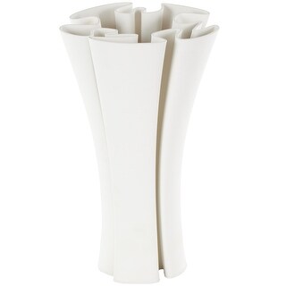 Ceramic Abstract Ribbed Dimensional Folded Decorative Vase with Curvy ...
