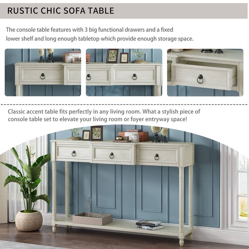 Console Table Sofa Table with Drawers for Entryway with Drawers and Shelf