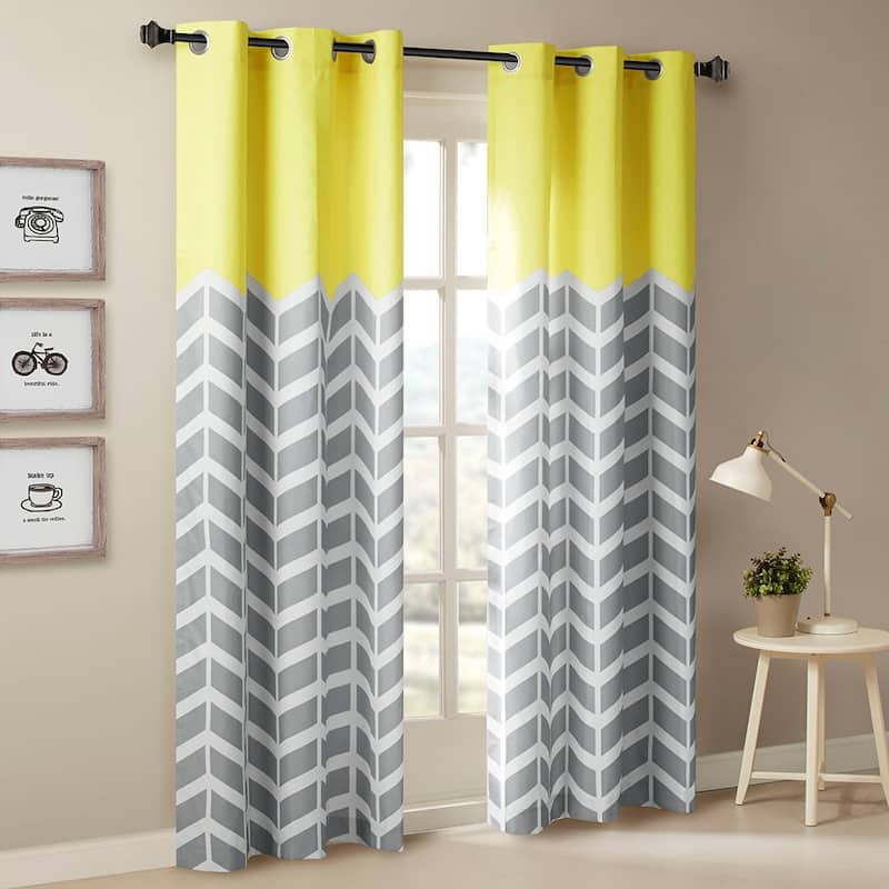 Chevron Printed Room Darkening Grommet Top Panel