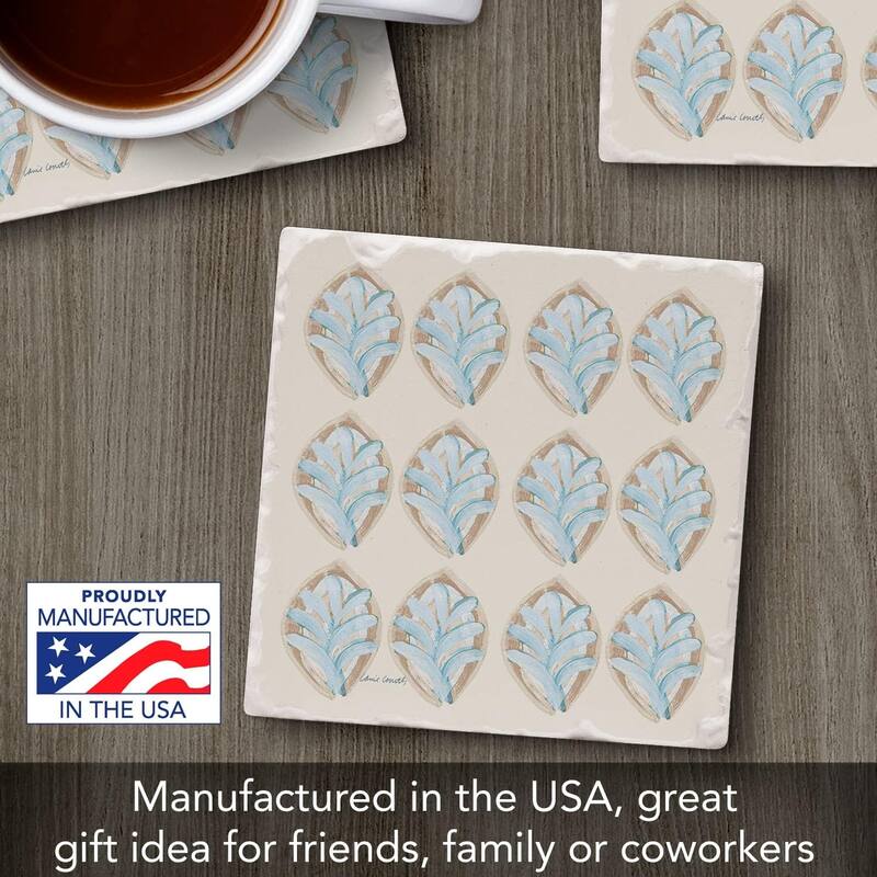 Absorbent Stone Tumbled Tile Coasters, Coastal Pattern, Set of 4