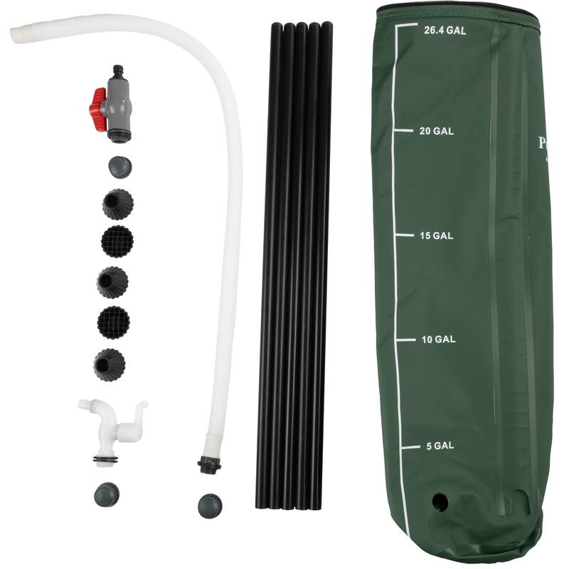 Rain Barrel - Collapsible Water Container for Catching Rainwater - Portable Water Tank with Outflow Valve by Pure Garden (Green)