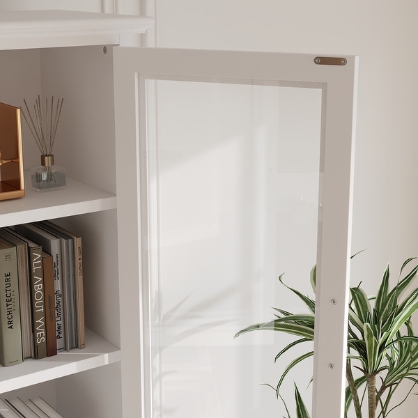 Modern Curio Display Cabinet 7-Tier Bookshelf with 16 Drawers