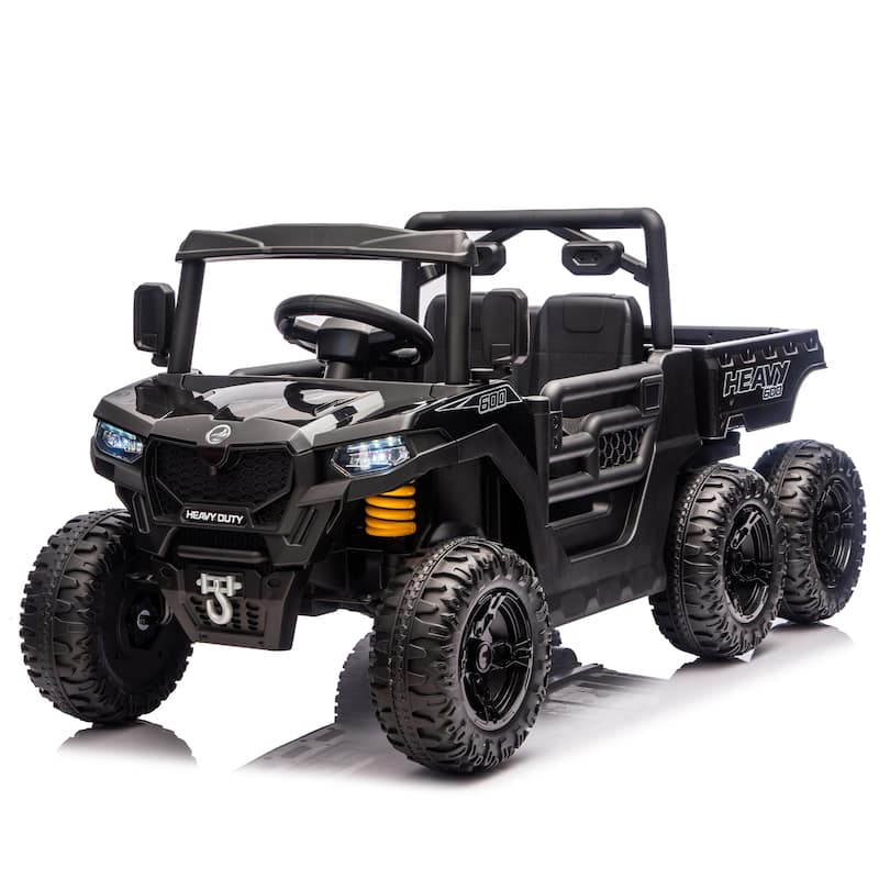 24V 400W Kids Ride On Six-wheel Electric Dump Truck W/ PC 2.4G, 4WD Super Performance, Six-wheel Suspension, Bluetooth - Black