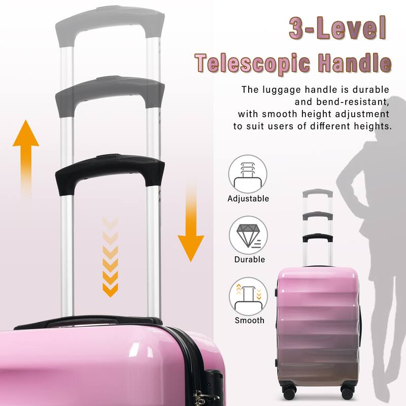 Hardshell Luggage Set 3 Piece, Expandable Glossy Suitcases w/Spinner Wheels and TSA Lock, Lightweight Durable PC+ABS for Travel