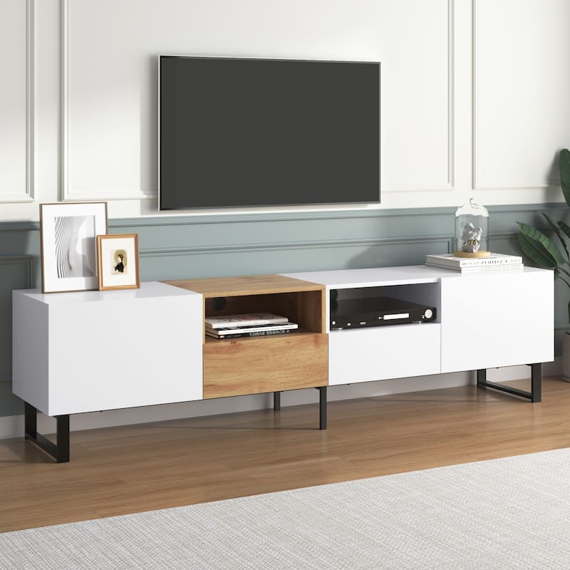 74" TV Stand with Drop-Down Door & Storage for TVs Up to 85"