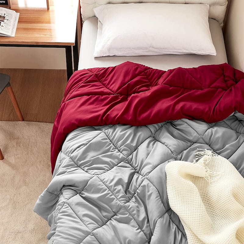 Ultimate Gray/Scooter Red Reversible Twin XL Comforter