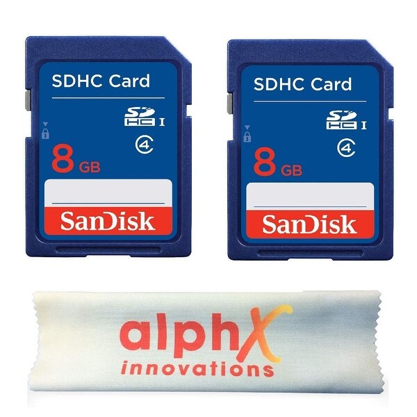 2 Pack - SanDisk 8GB SDHC Class 4 Memory Card with Alphx Innovation Microfiber Cloth