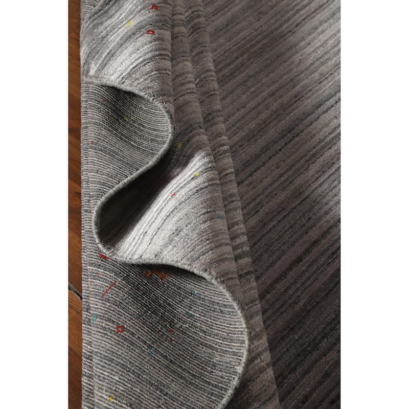 Hand Knotted Oriental 100% Wool Carpet Tribal Tribal Greys & Charcoal Gabbeh Area Rug - 9' 11'' X 7' 11''