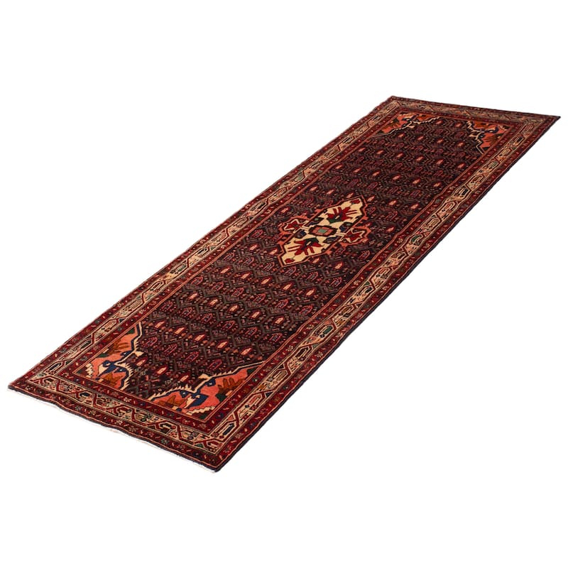 ECARPETGALLERY Hand-knotted Anadol Navy, Red Wool Rug - 3'7 x 9'10
