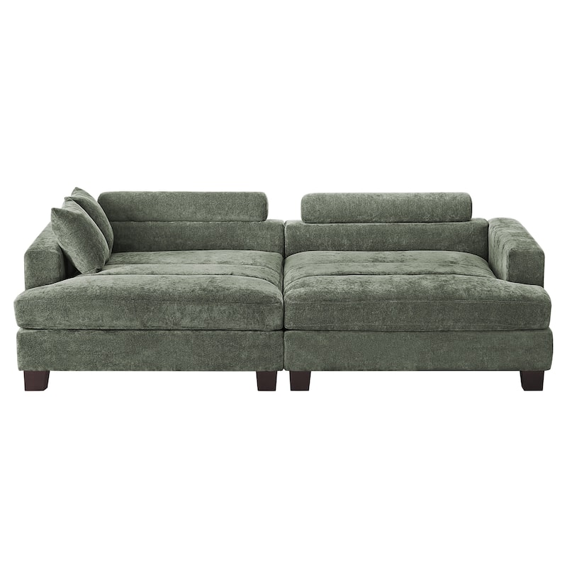 87-in Modern 3-Seater Upholstered Sofa Couch Chenille Design for Living Room