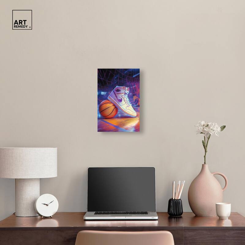 Neon Basketball Court Canvas by Art Remedy, Gallery Wrapped
