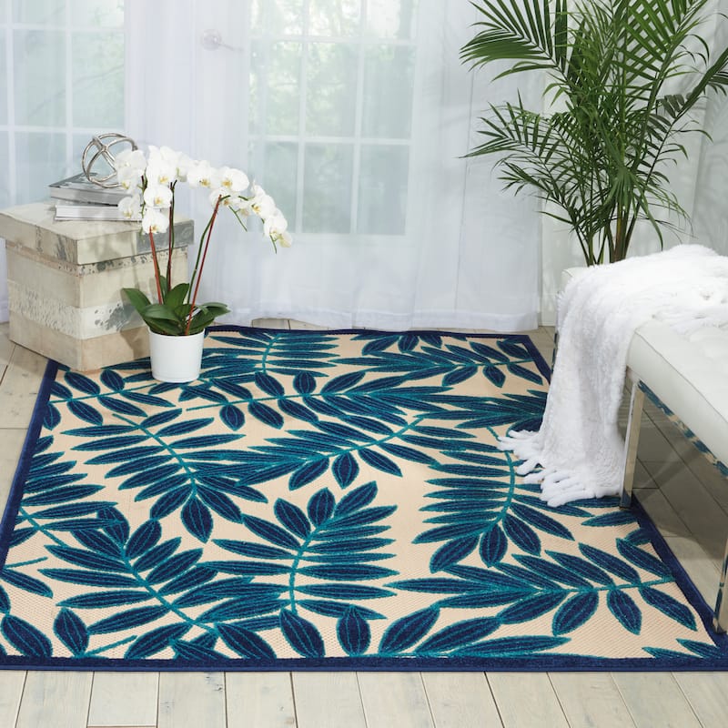 Nourison Aloha Leaf Print Vibrant Indoor/Outdoor Area Rug