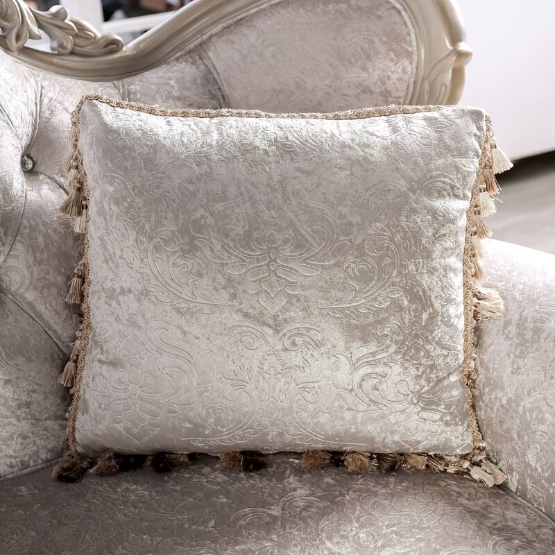 Furniture of America Clarissa Traditional Sofa Set with Button Tufted Back and Accent Pillow