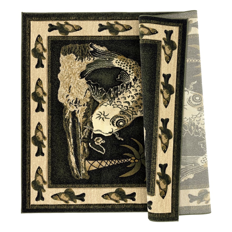 Wildlife Collection Dark Green Polypropylene Area Rug