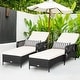 preview thumbnail 1 of 8, Gymax Set of 2 Adjustable Patio Rattan Lounge Chair Chaise Recliner w/ - See Details Black+Beige