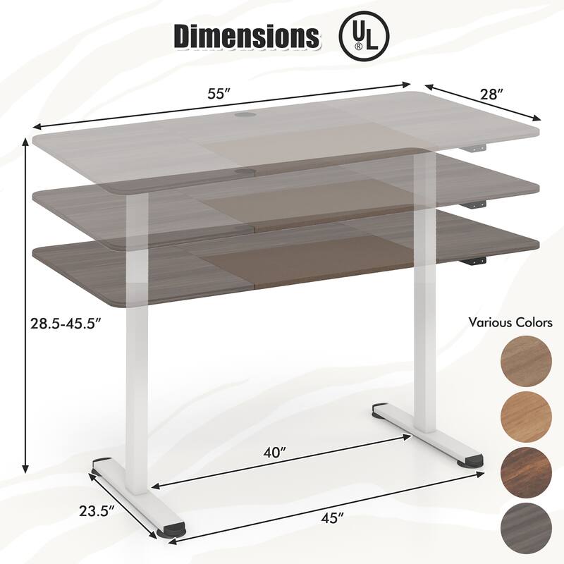 Gymax 55'' Electric Standing Desk Height Adjustable Home Office Table