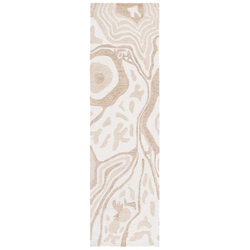 SAFAVIEH Handmade Ebony Ahlam Wool Rug - Beige/Ivory - 2'3" x 8' Runner