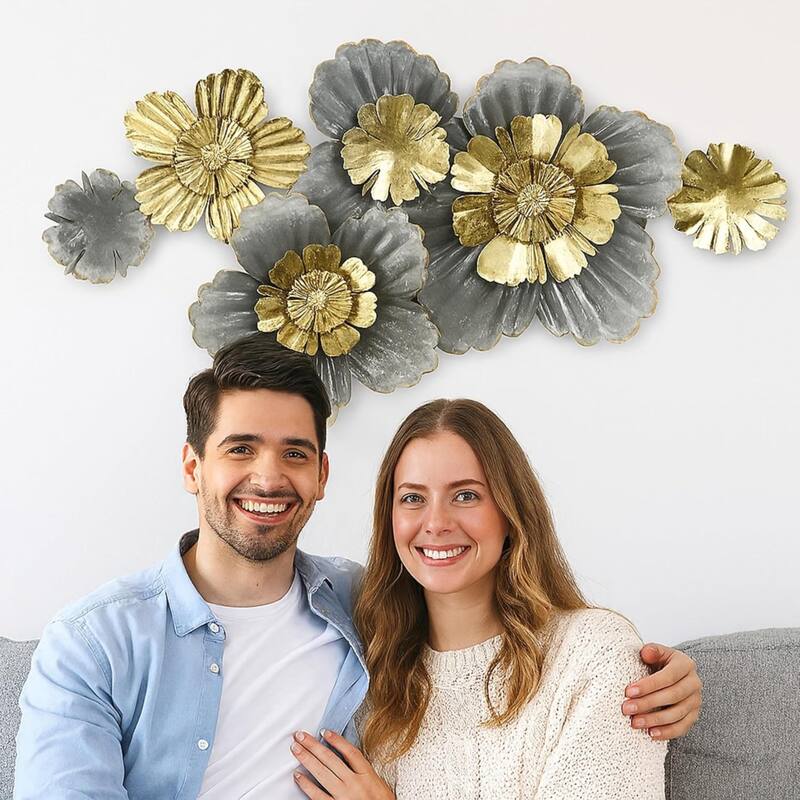 Aria Home Metal Lotus Flower Wall Decor Nature Inspired Sculpture Art