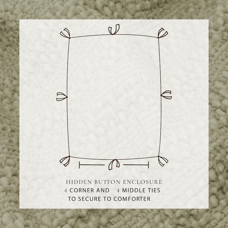 Linery & Co. 100% Cotton Reversible Honeycomb Waffle / Percale Duvet Cover Set