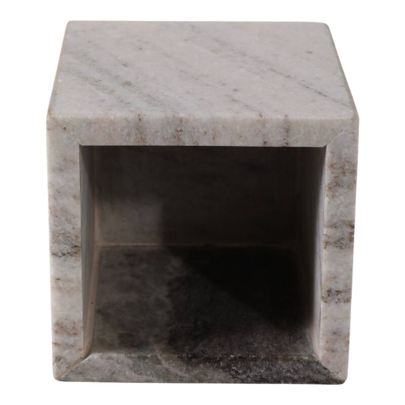 Marble Stone Storage Sculpted Design and Sleek Vertical Grooves - 4.0"