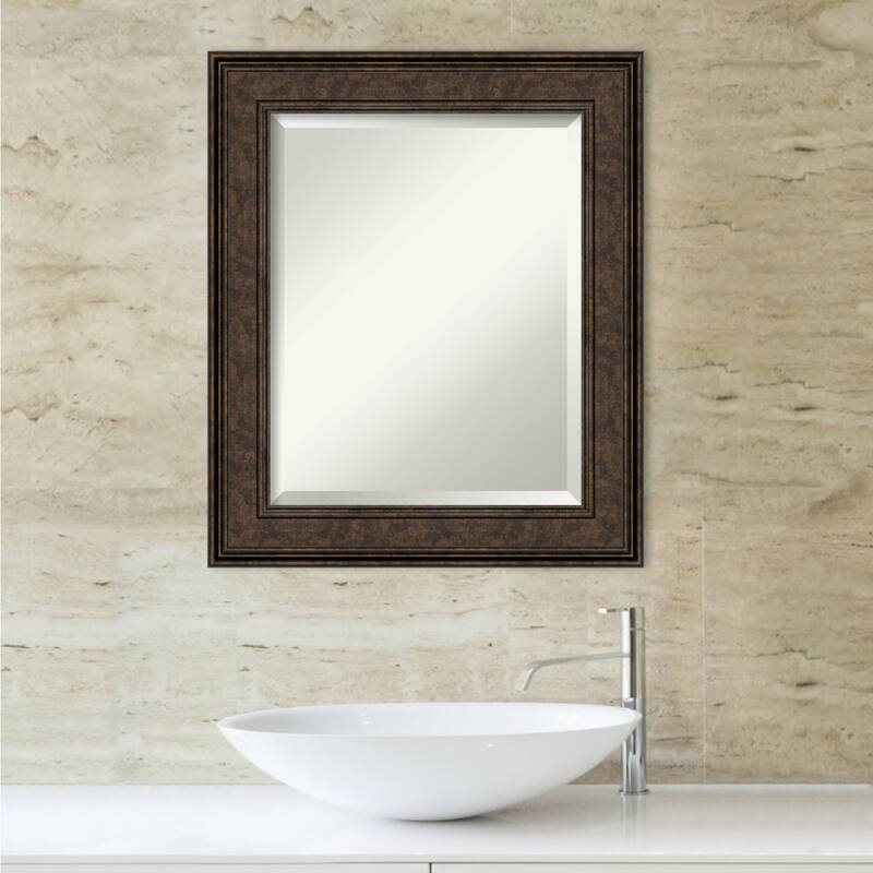 Beveled Bathroom Wall Mirror - Ridge Bronze Frame