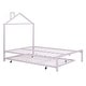 preview thumbnail 49 of 76, Metal Platform Bed With Twin Size Trundle,House-Shaped Headboard Design