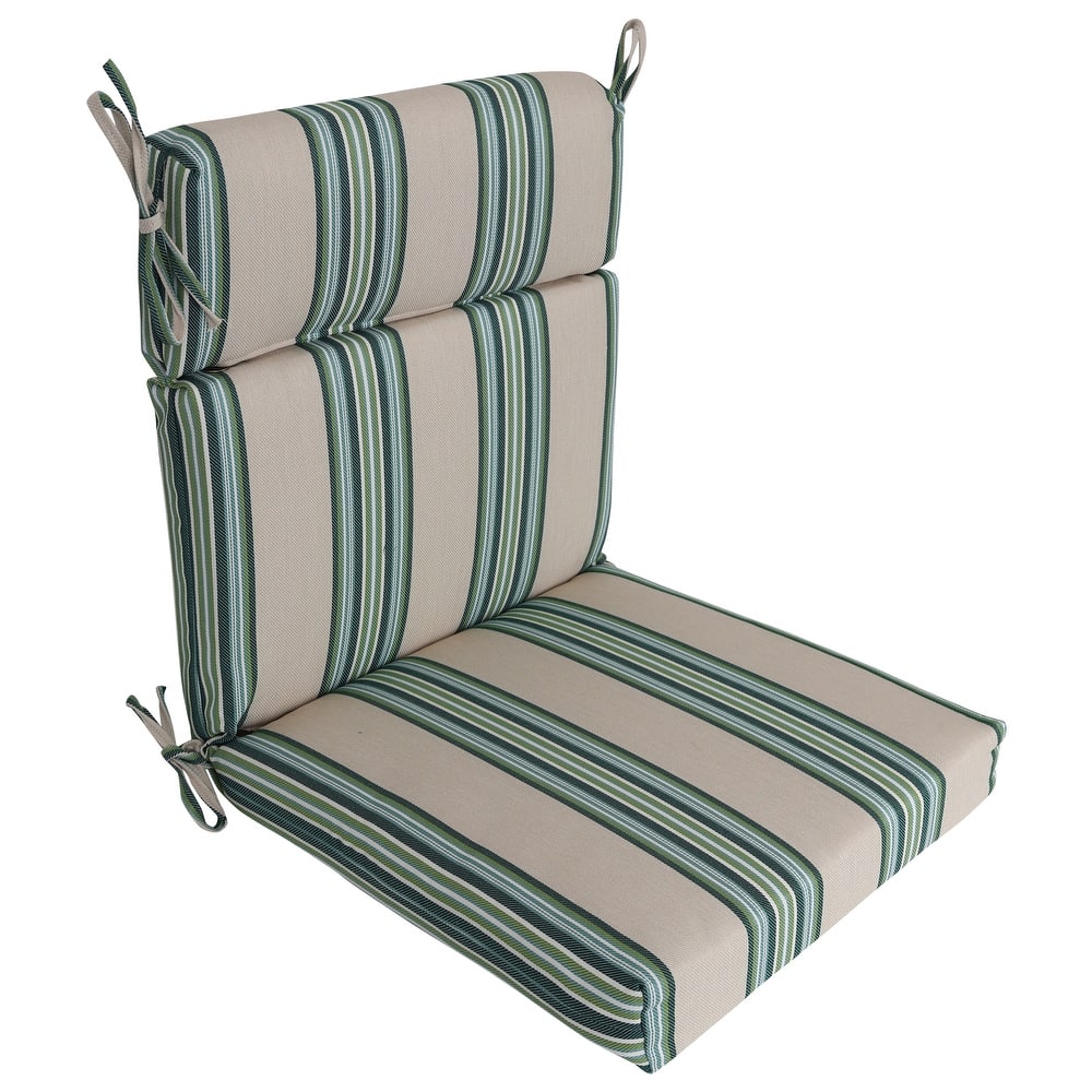 20-inch by 42-inch Striped Woven Olefin Outdoor Seat/ Back Chair Cushion - 20 x 42